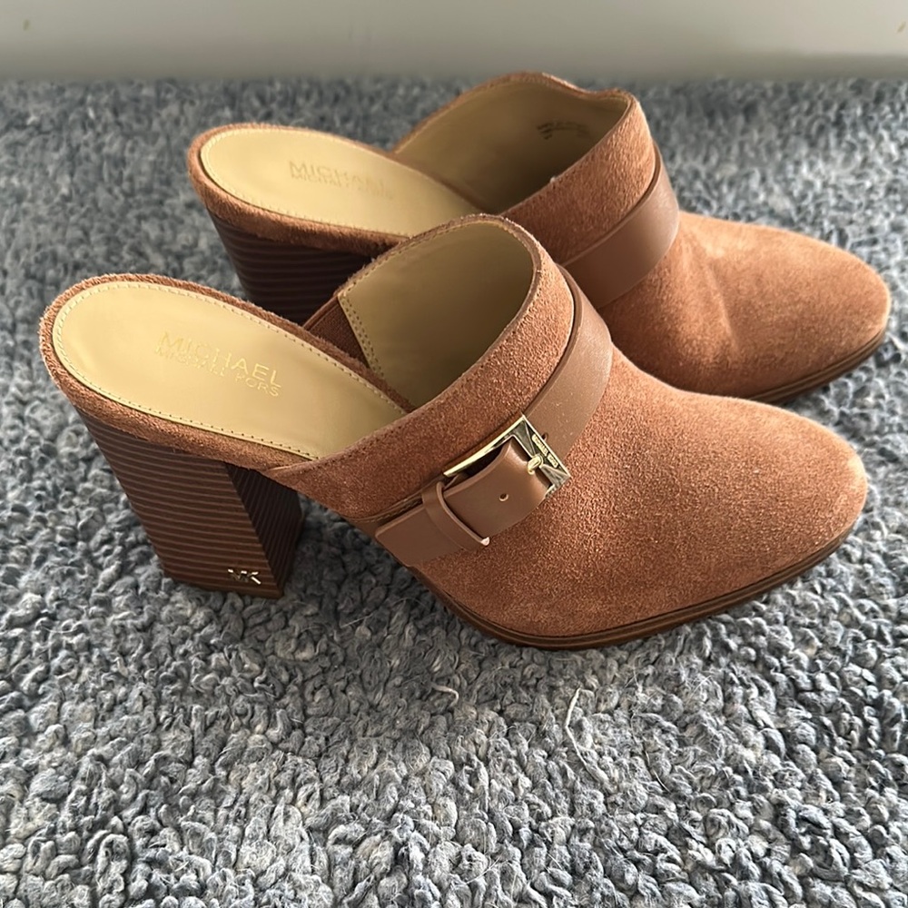 Michael Kors Brown Suede Mules with Buckle